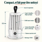 Caractéristiques : anse, capot à lamelles, grille haute tension, anneau démontable, recharge USB-C
