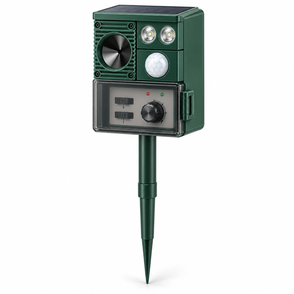 Répulsif animaux solaire Naturia Multi-Guard 3 Actions : ultrasons, flash LED et alarme, sur piquet