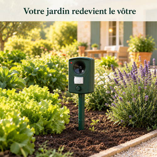 Jardin et potager protégés des chats par le répulsif à ultrasons Naturia