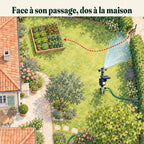 Où placer le répulsif chat à jet d'eau : face au passage du chat dans la haie, jet orienté à l'opposé de la maison