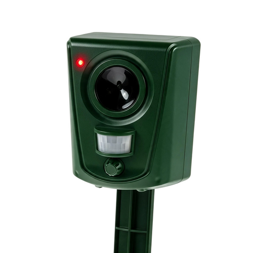 Naturia Anti-Chat Sonic, répulsif à ultrasons pour jardin, boîtier vert sur piquet