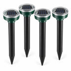 Lot de 4 répulsifs serpent solaires Naturia à planter dans le sol, tête solaire verte et tige noire