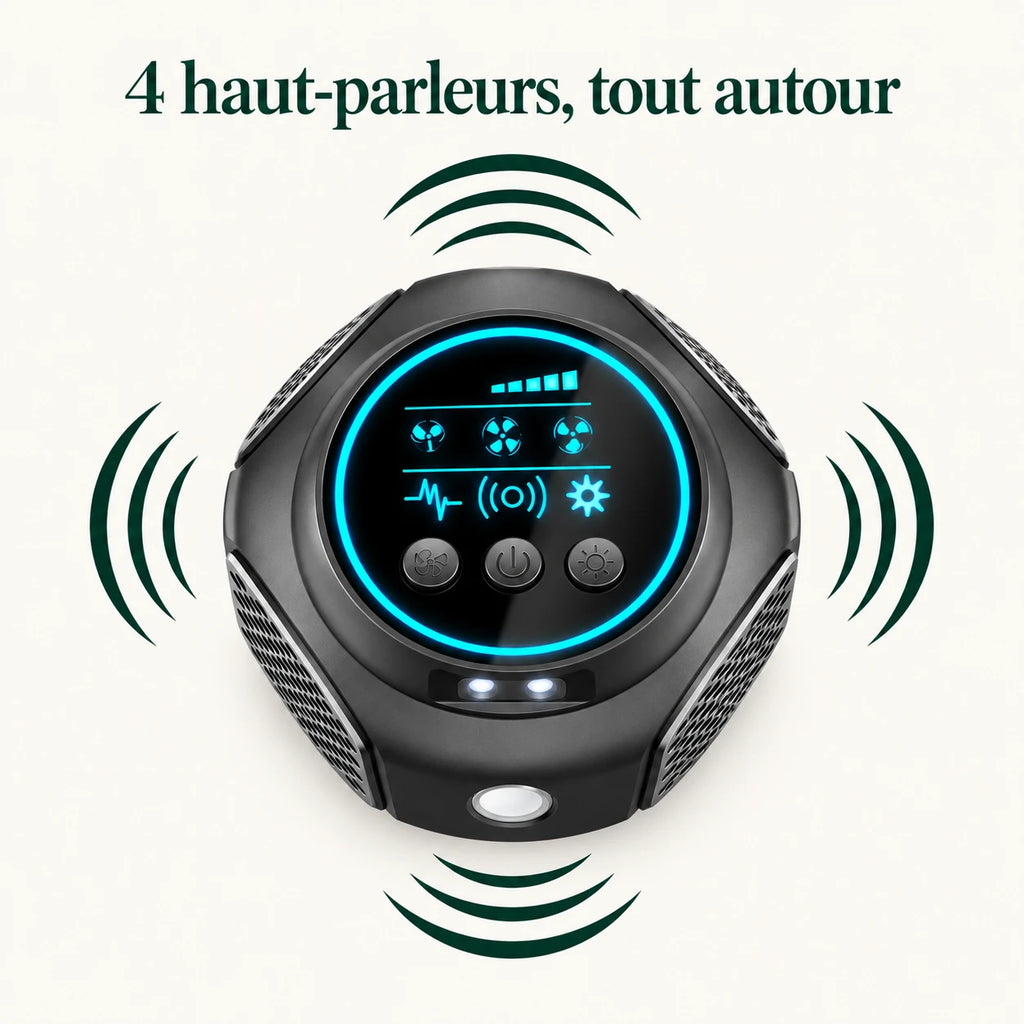 Répulsif souris à 4 haut-parleurs émettant des ultrasons à 360°