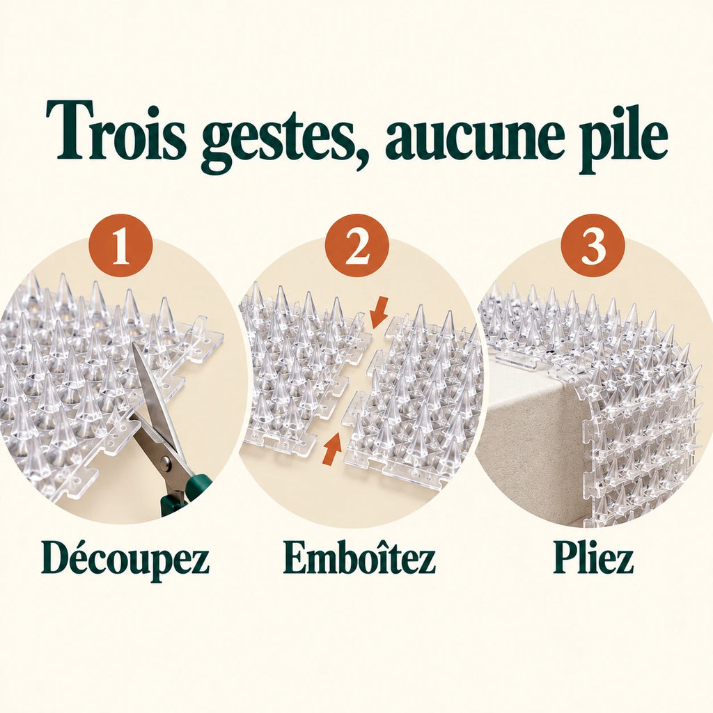 Tapis anti-chat : se découpe aux ciseaux, s'emboîte et se plie